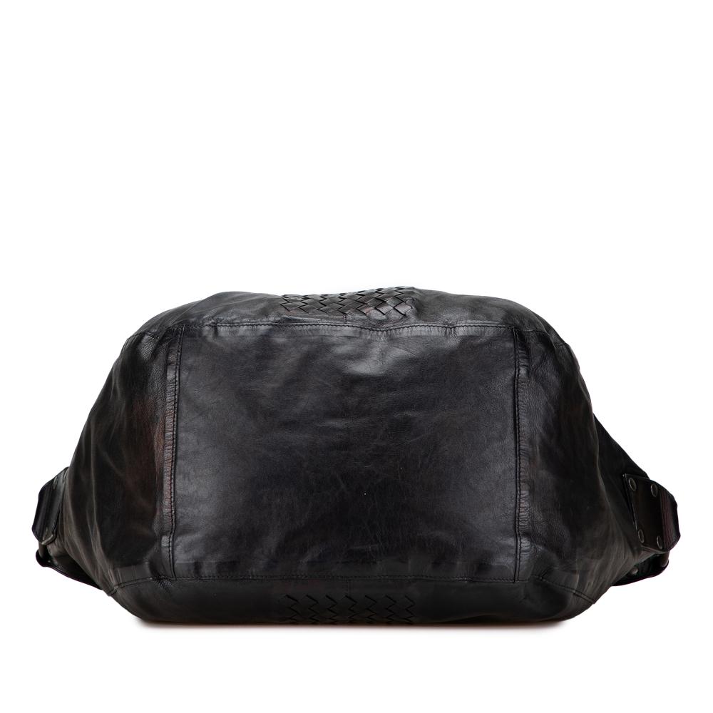 Bottega Veneta B Bottega Veneta Black Nappa Leather Leather Intrecciato Trimmed Nappa Crossbody Italy