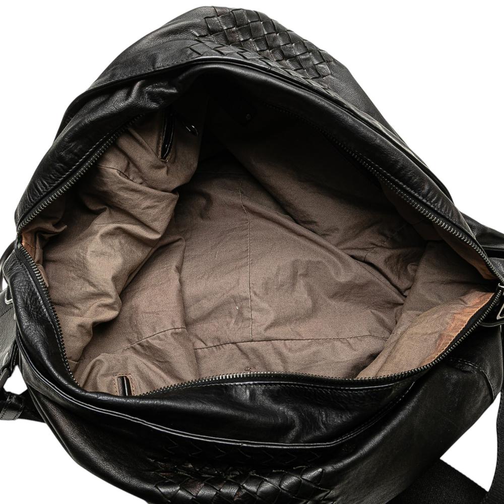 Bottega Veneta B Bottega Veneta Black Nappa Leather Leather Intrecciato Trimmed Nappa Crossbody Italy