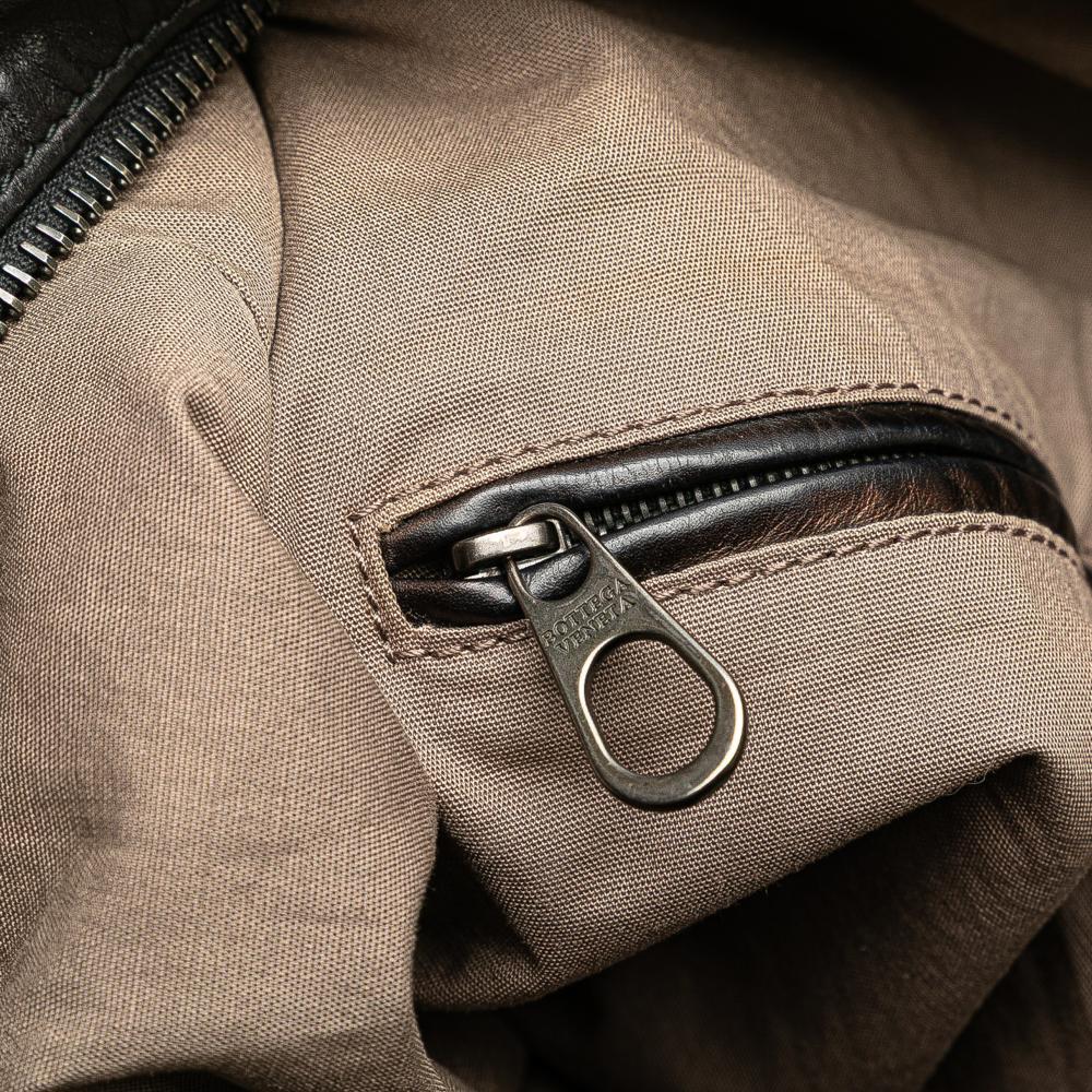 Bottega Veneta B Bottega Veneta Black Nappa Leather Leather Intrecciato Trimmed Nappa Crossbody Italy