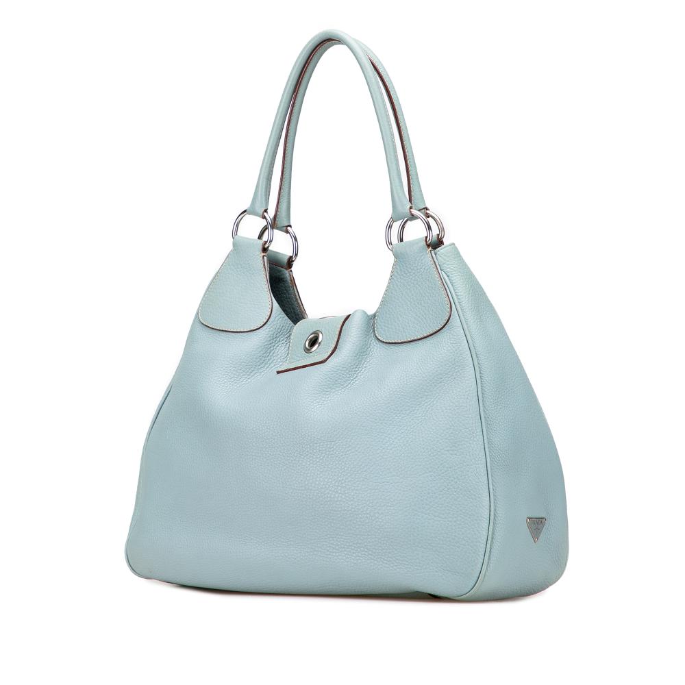 Prada B Prada Blue Light Blue Calf Leather Vitello Daino Shoulder Bag Italy