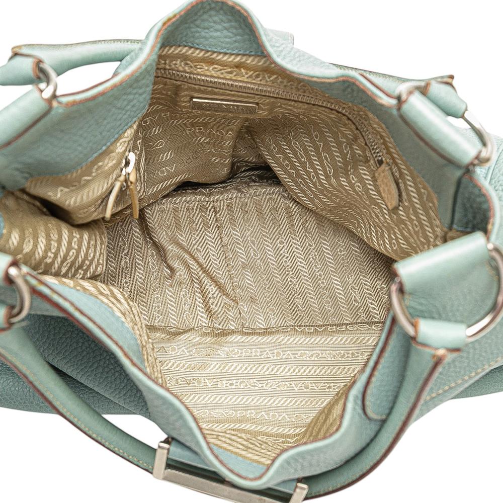 Prada B Prada Blue Light Blue Calf Leather Vitello Daino Shoulder Bag Italy