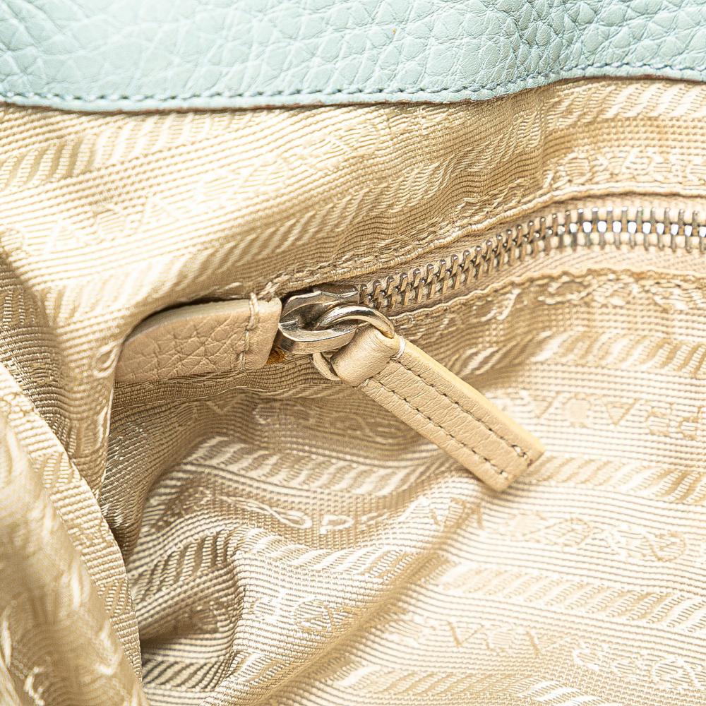 Prada B Prada Blue Light Blue Calf Leather Vitello Daino Shoulder Bag Italy