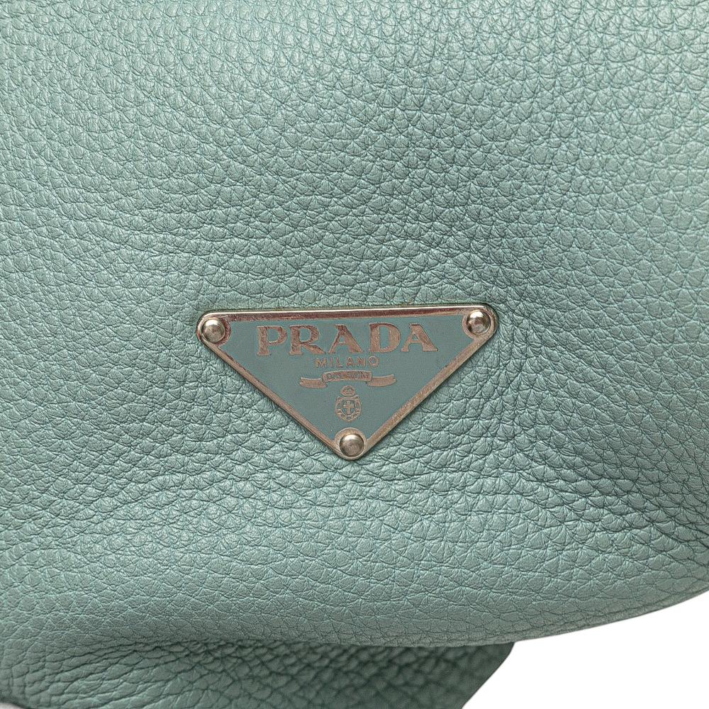 Prada B Prada Blue Light Blue Calf Leather Vitello Daino Shoulder Bag Italy