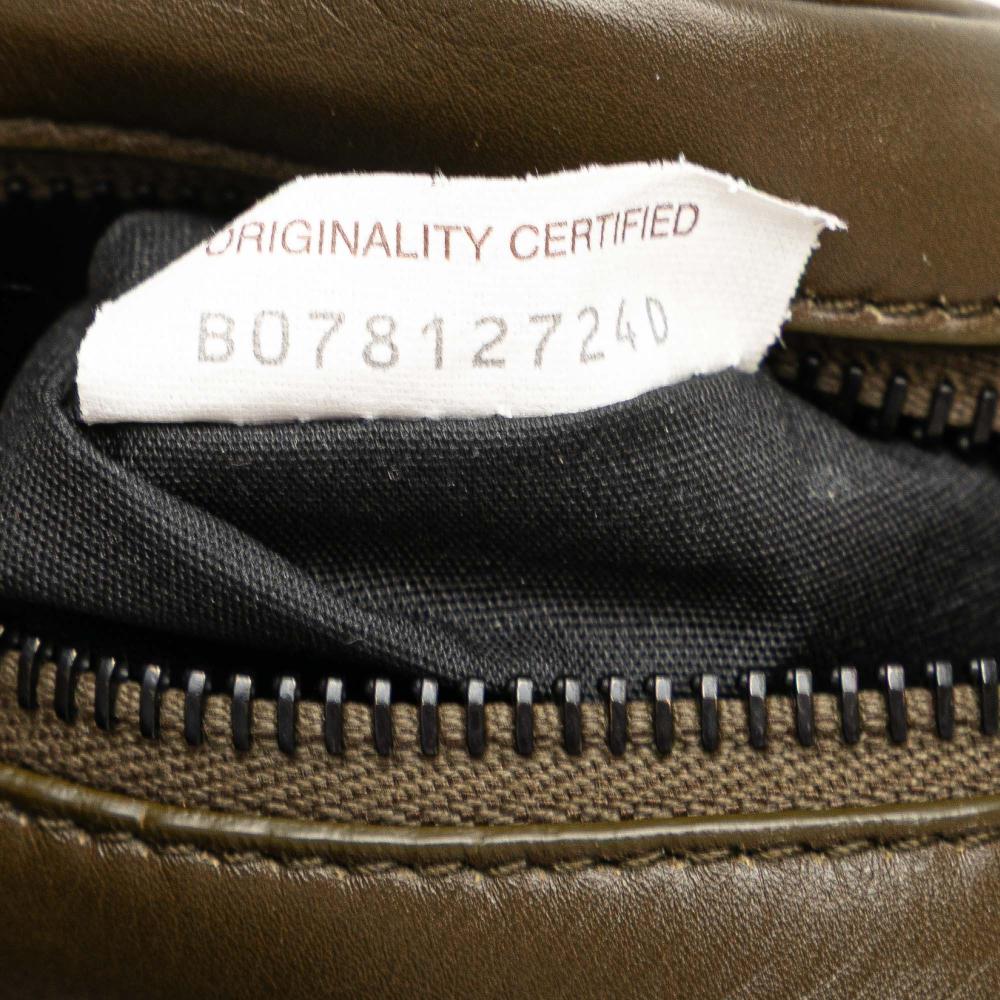 Bottega Veneta B Bottega Veneta Brown Dark Khaki Calf Leather Perforated skin Leggero Crossbody Italy