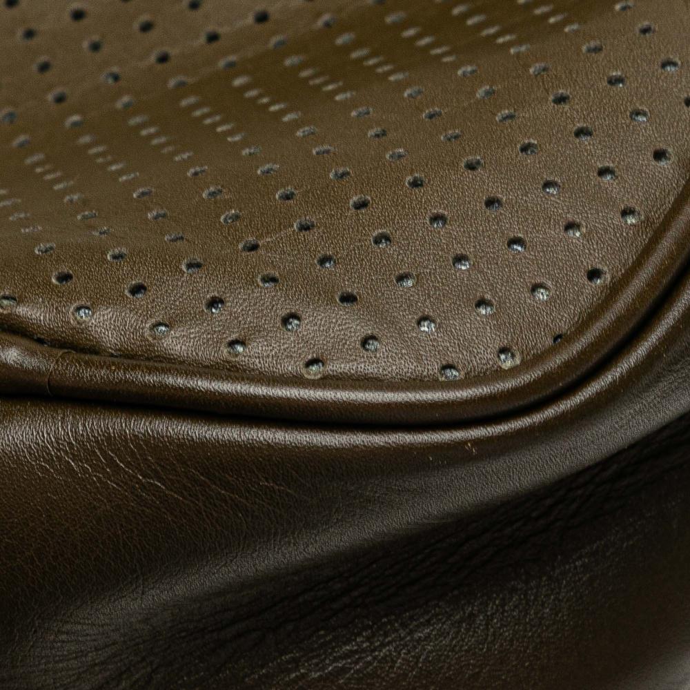 Bottega Veneta B Bottega Veneta Brown Dark Khaki Calf Leather Perforated skin Leggero Crossbody Italy