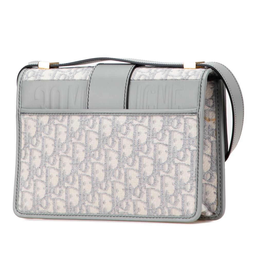 Christian Dior B Dior Gray Canvas Fabric Medium Oblique 30 Montaigne Bag Italy