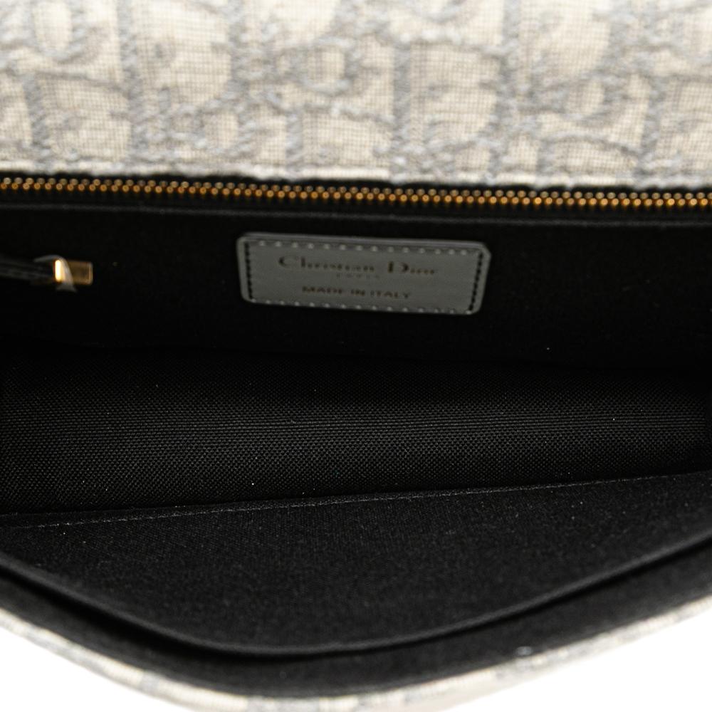 Christian Dior B Dior Gray Canvas Fabric Medium Oblique 30 Montaigne Bag Italy