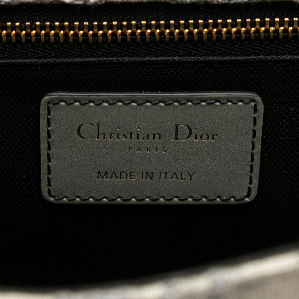 Christian Dior B Dior Gray Canvas Fabric Medium Oblique 30 Montaigne Bag Italy