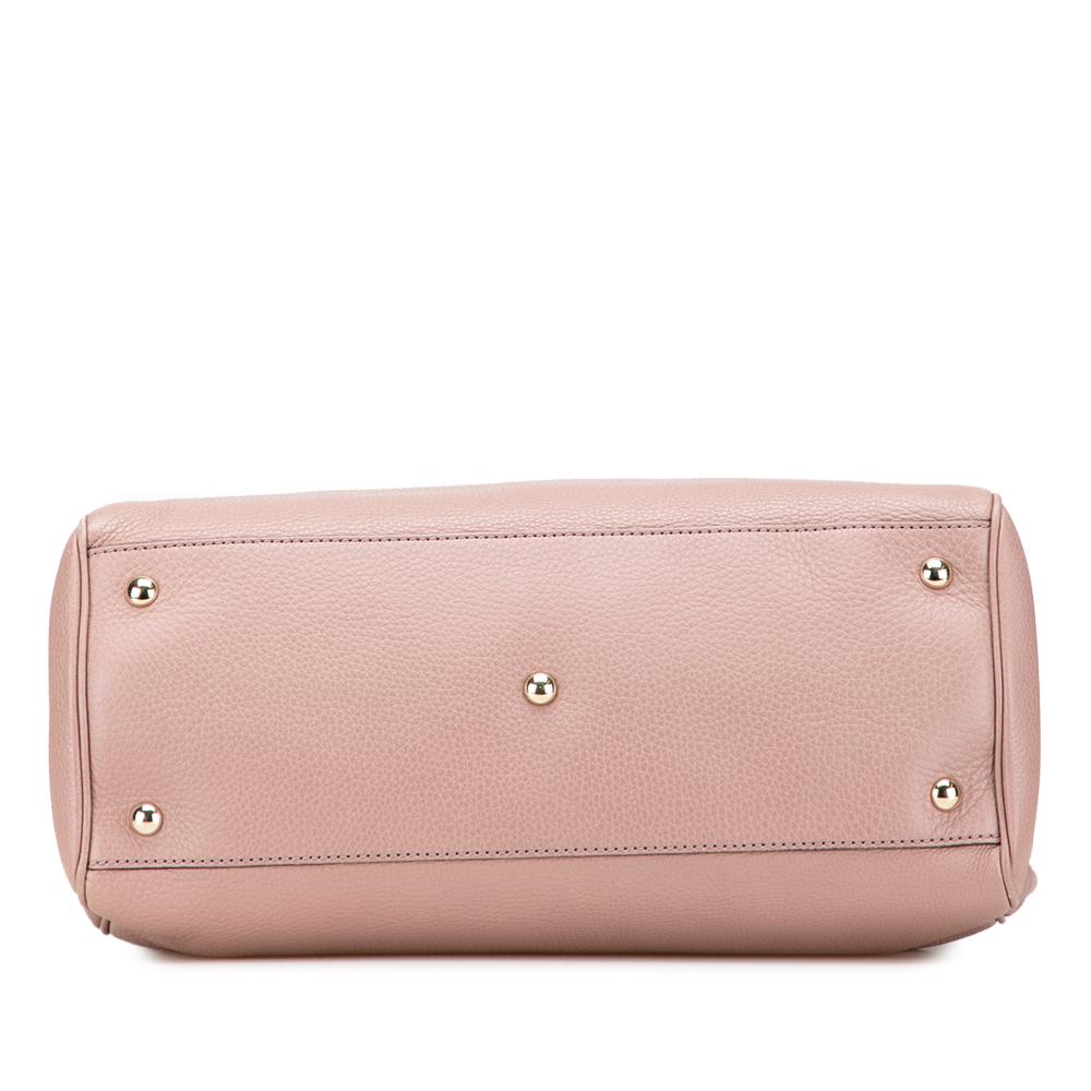 Gucci B Gucci Pink Calf Leather Medium skin Bamboo Shopper Satchel Italy