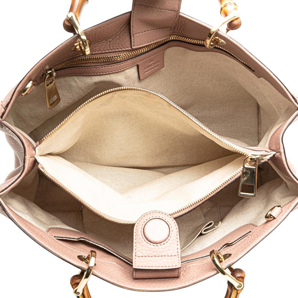 Gucci B Gucci Pink Calf Leather Medium skin Bamboo Shopper Satchel Italy