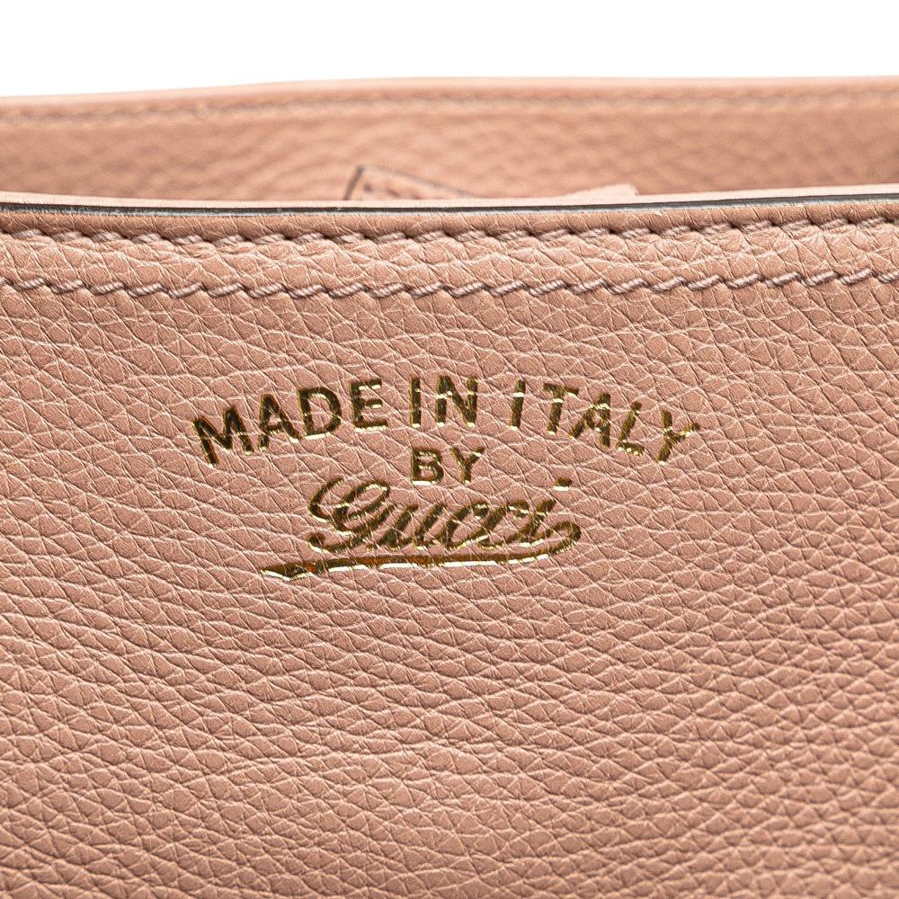 Gucci B Gucci Pink Calf Leather Medium skin Bamboo Shopper Satchel Italy