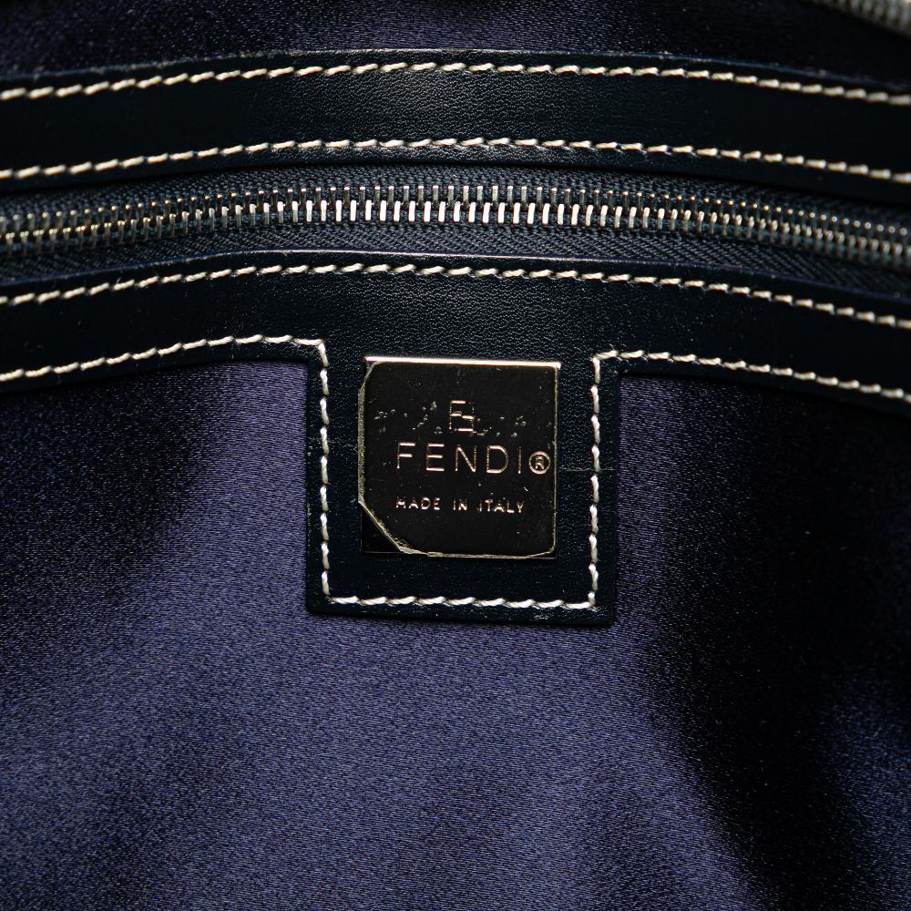 Fendi B Fendi Gray with Blue Canvas Fabric Zucchino Handbag Italy