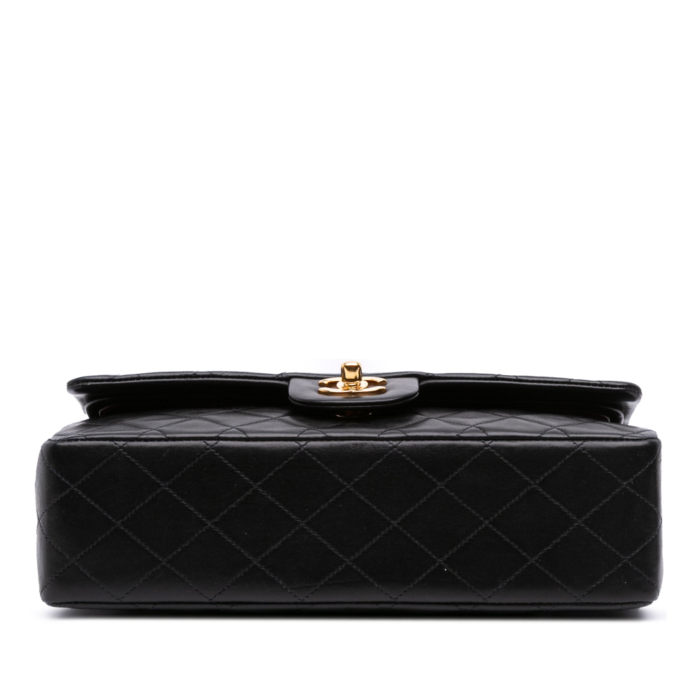 Chanel Vintage Classic Double Flap Medium Lambskin Leather Matelassè Shoulder Bag Black