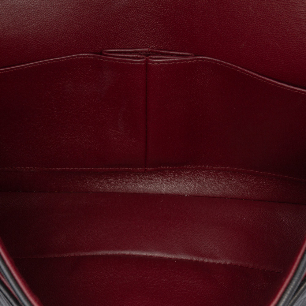 Chanel Vintage Classic Double Flap Medium Lambskin Leather Matelassè Shoulder Bag Black