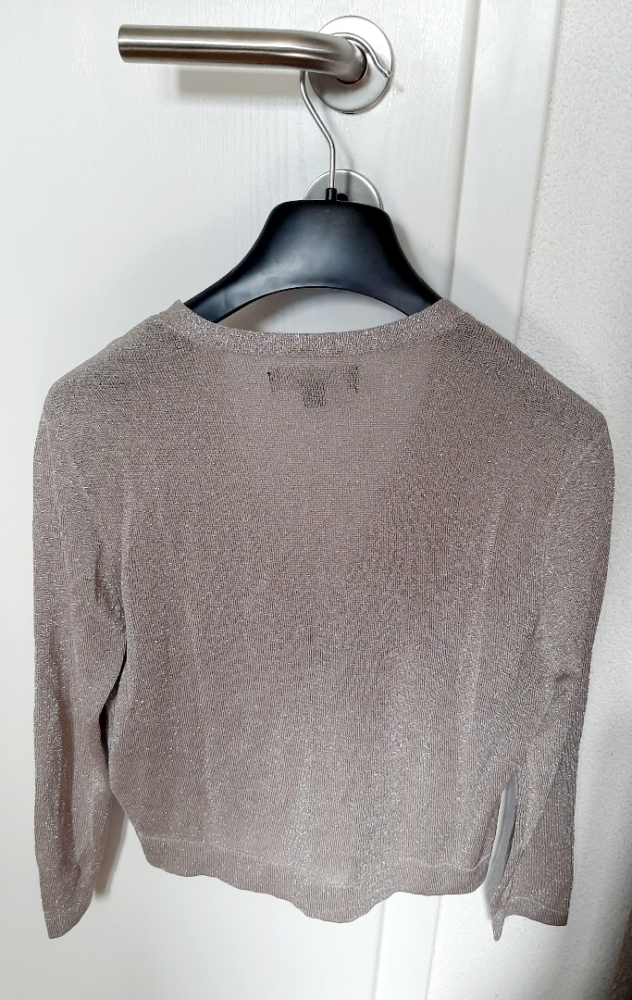 LAUREN Ralph Lauren Cardigan fin en maille taupe métallisé, neuf