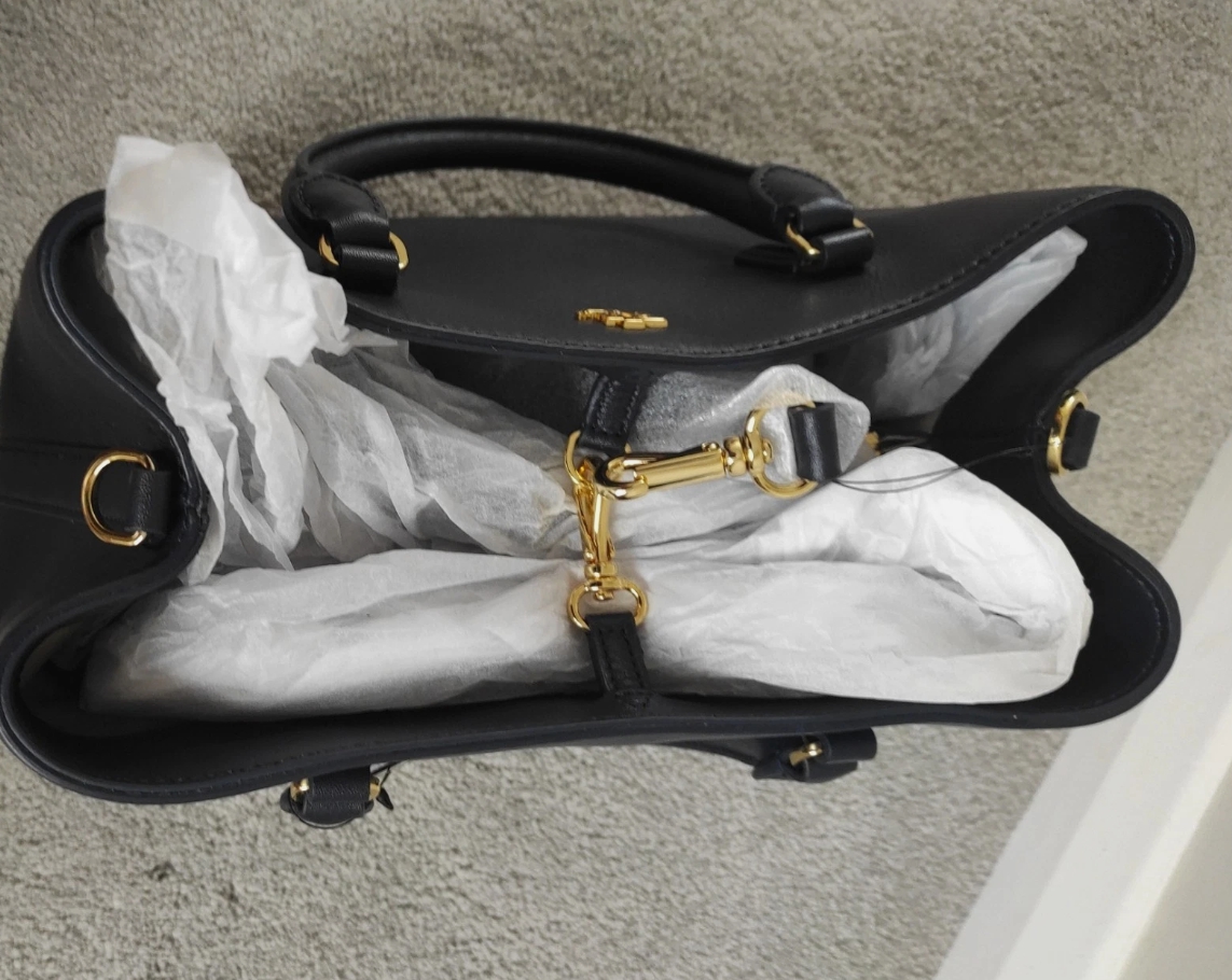 LAUREN Ralph Lauren LEATHER LARGE MARCY SATCHEL - Handtasche - black