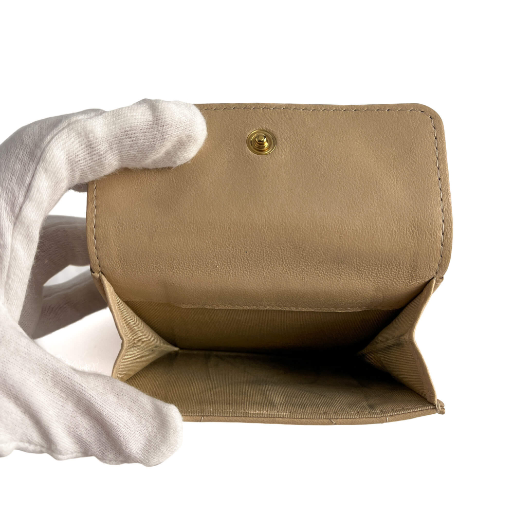 Chanel Flap Small Lambskin Leather Folding Wallet Beige