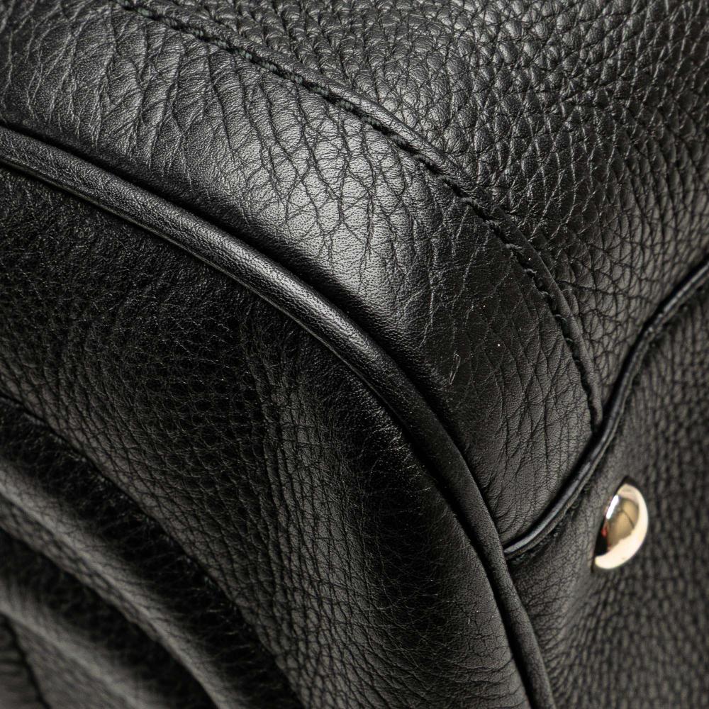 Gucci AB Gucci Black Calf Leather Medium Pebbled skin Soho Boston Bag Italy