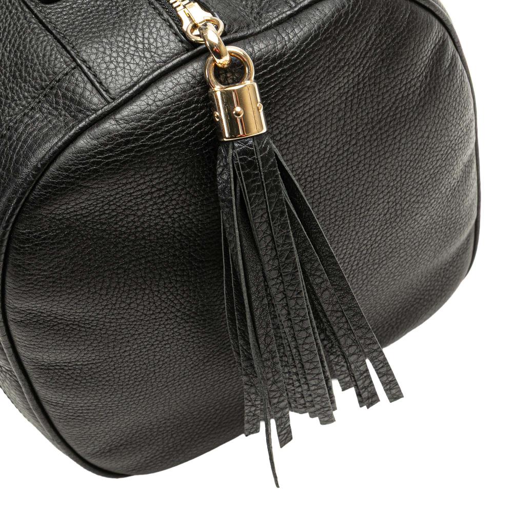 Gucci AB Gucci Black Calf Leather Medium Pebbled skin Soho Boston Bag Italy