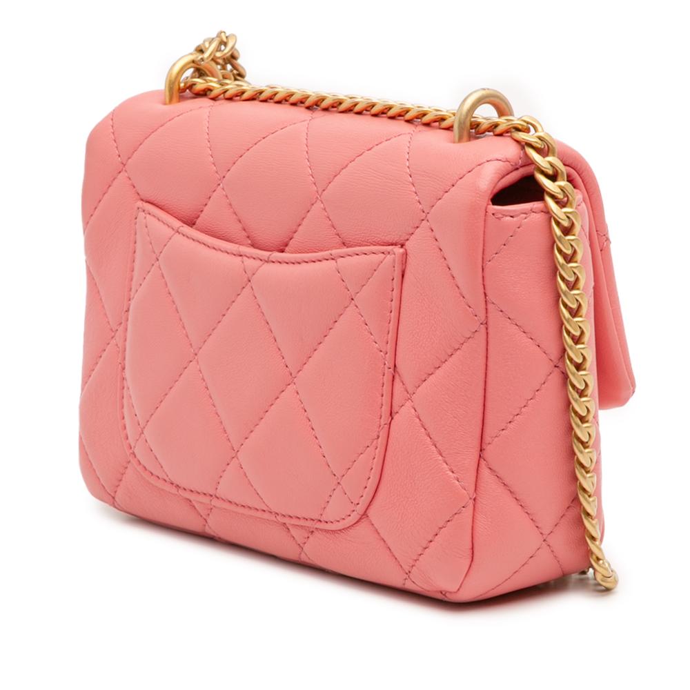Chanel AB Chanel Pink Lambskin Leather Leather Mini Lambskin Pending CC Flap Italy