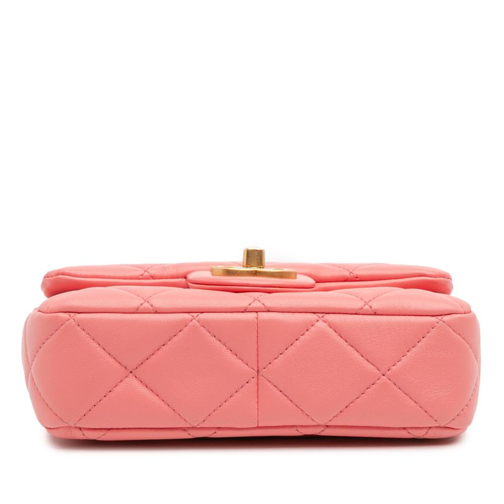 Chanel AB Chanel Pink Lambskin Leather Leather Mini Lambskin Pending CC Flap Italy