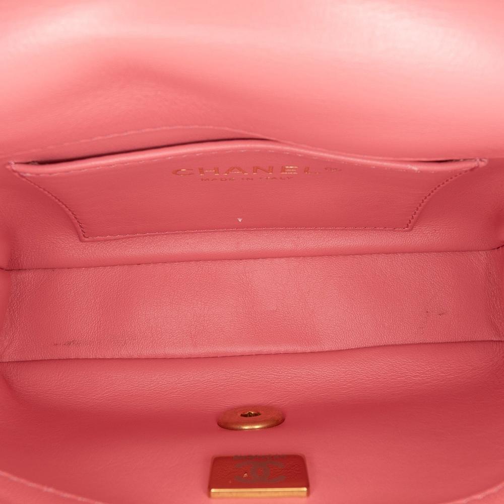 Chanel AB Chanel Pink Lambskin Leather Leather Mini Lambskin Pending CC Flap Italy
