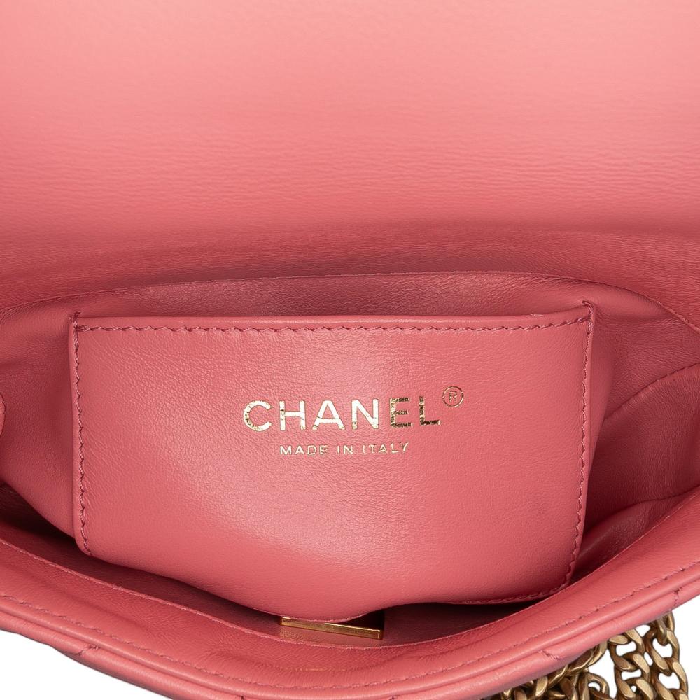 Chanel AB Chanel Pink Lambskin Leather Leather Mini Lambskin Pending CC Flap Italy