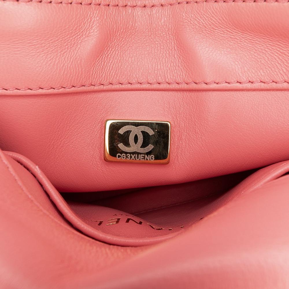 Chanel AB Chanel Pink Lambskin Leather Leather Mini Lambskin Pending CC Flap Italy