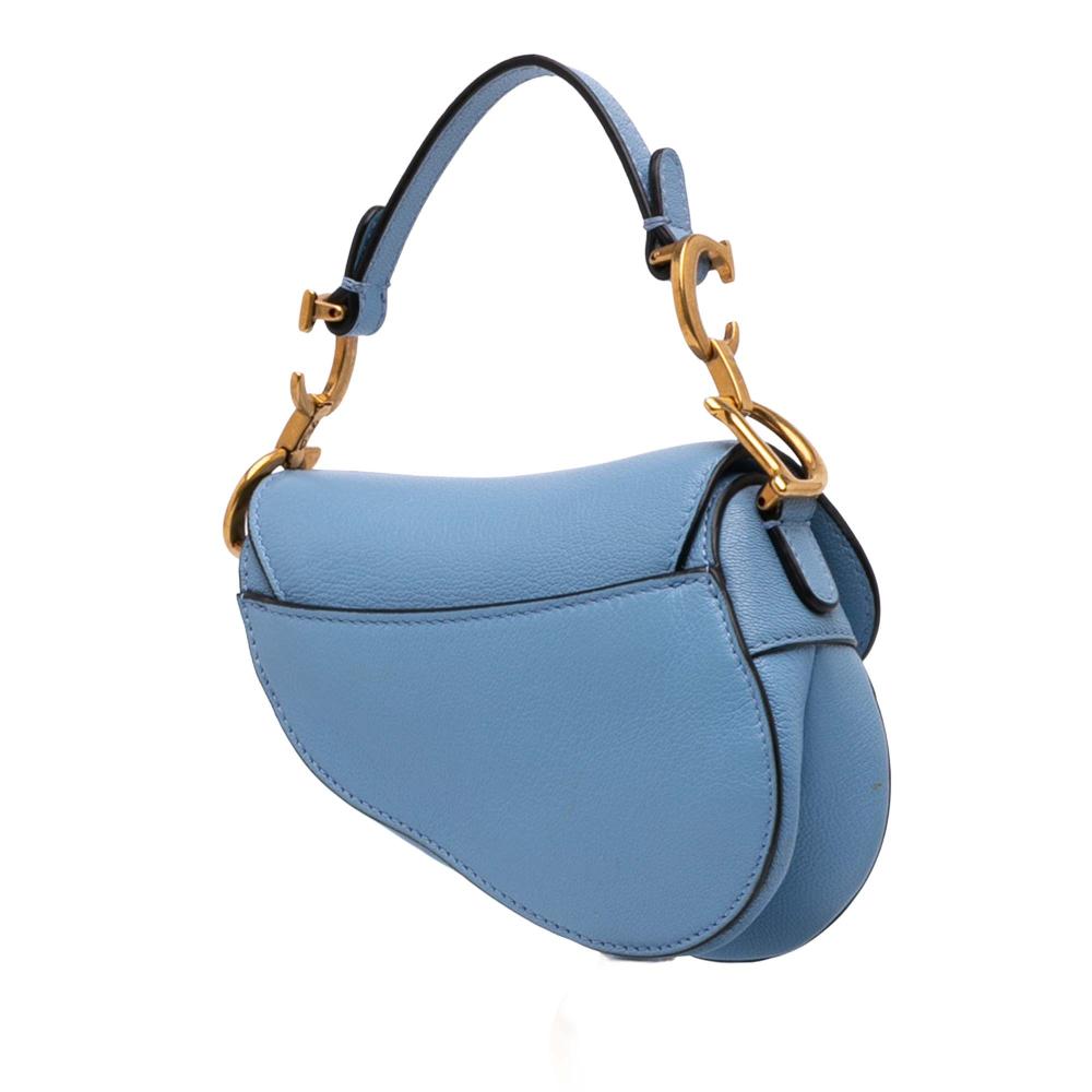 Christian Dior AB Dior Blue Light Blue Goatskin Leather Micro Saddle Bag Italy
