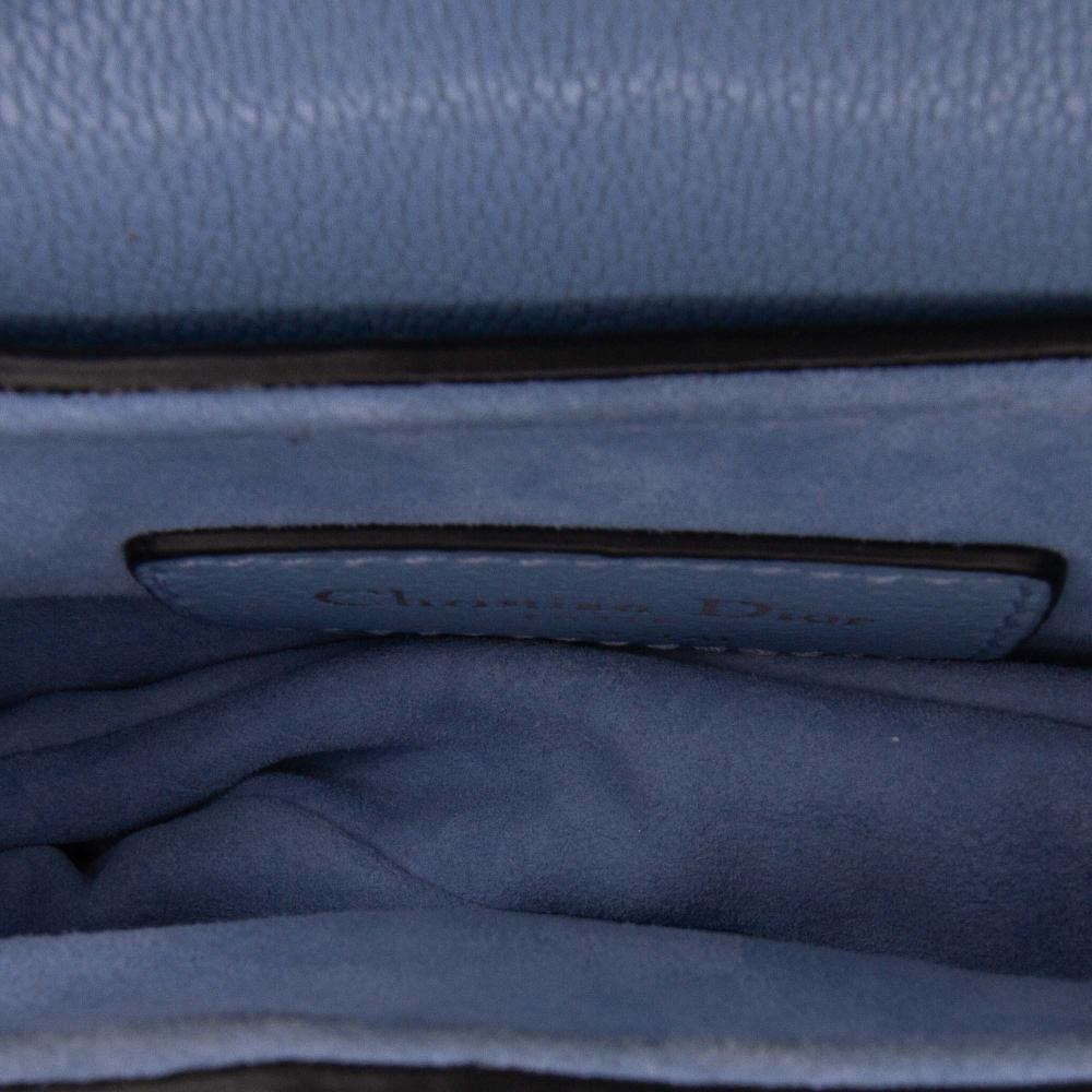 Christian Dior AB Dior Blue Light Blue Goatskin Leather Micro Saddle Bag Italy