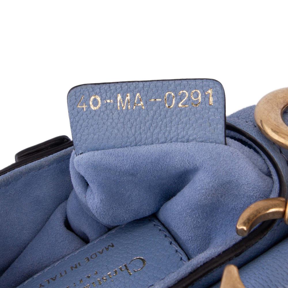 Christian Dior AB Dior Blue Light Blue Goatskin Leather Micro Saddle Bag Italy