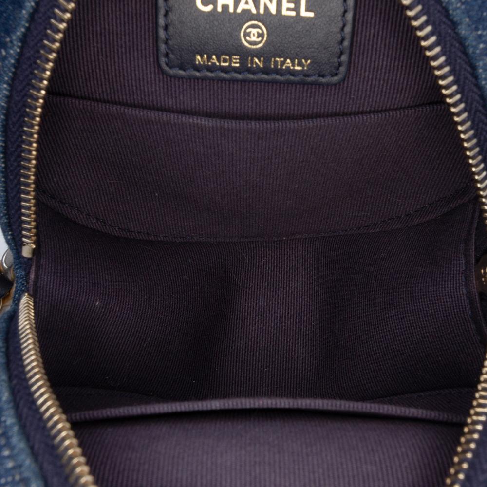 Chanel AB Chanel Blue Denim Denim Fabric 19 Round Clutch with Chain Italy