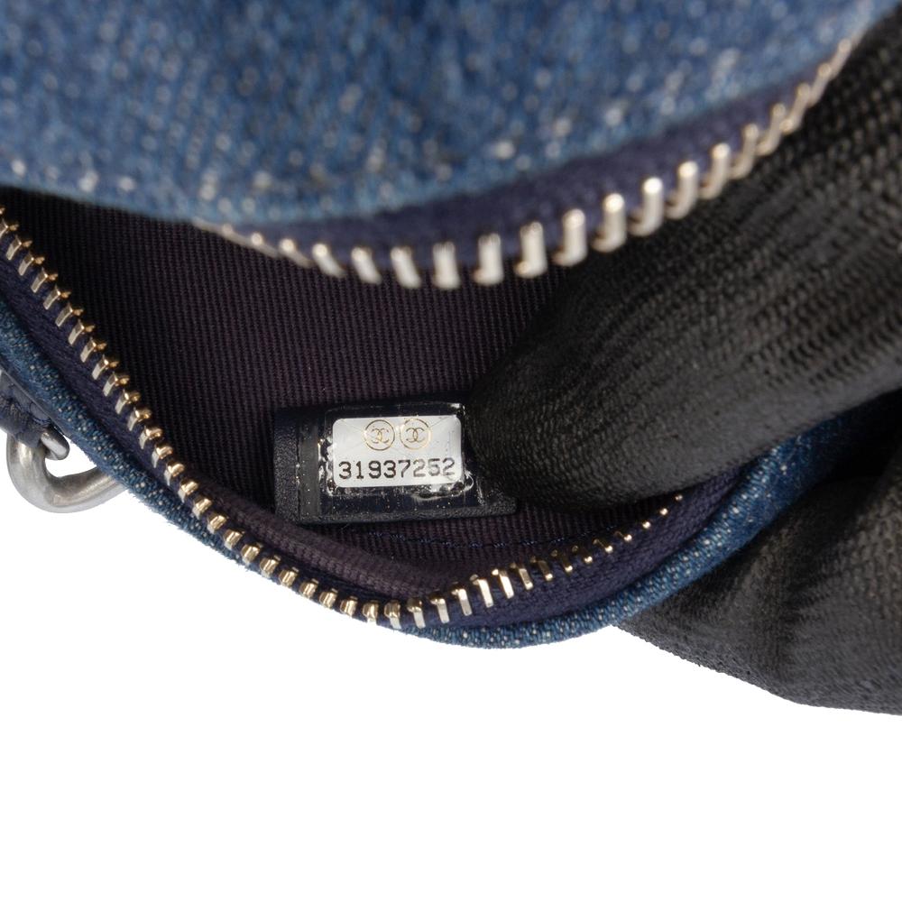 Chanel AB Chanel Blue Denim Denim Fabric 19 Round Clutch with Chain Italy
