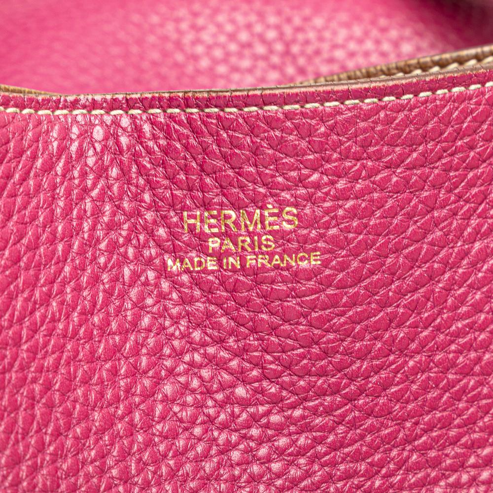 Hermès B Hermès Pink Dark Pink with Brown Calf Leather Clemence Double Sens 36 France