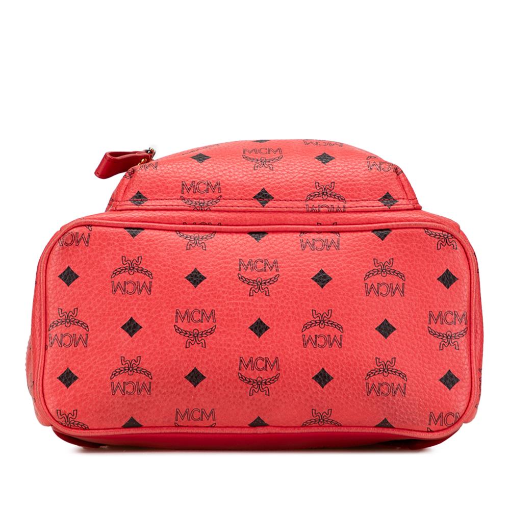 MCM B MCM Red Coated Canvas Fabric Mini Visetos Stark Backpack Korea, South
