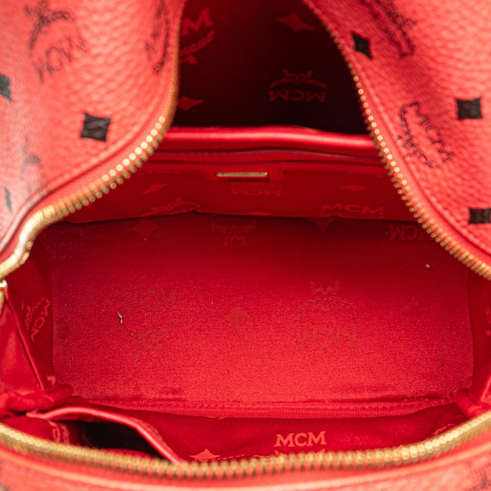 MCM B MCM Red Coated Canvas Fabric Mini Visetos Stark Backpack Korea, South