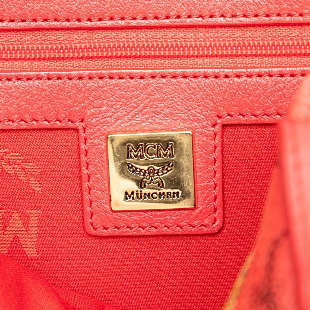 MCM B MCM Red Coated Canvas Fabric Mini Visetos Stark Backpack Korea, South