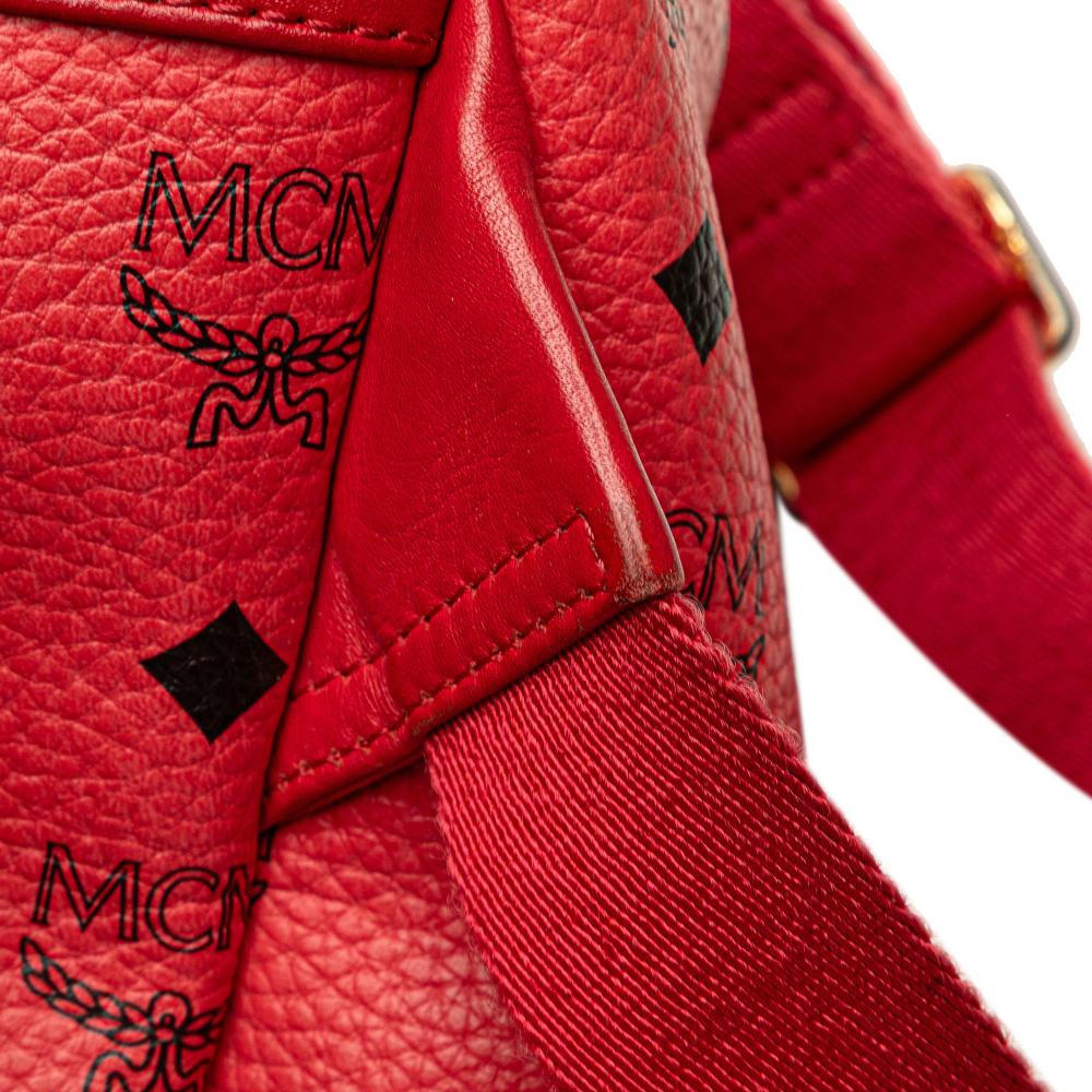 MCM B MCM Red Coated Canvas Fabric Mini Visetos Stark Backpack Korea, South