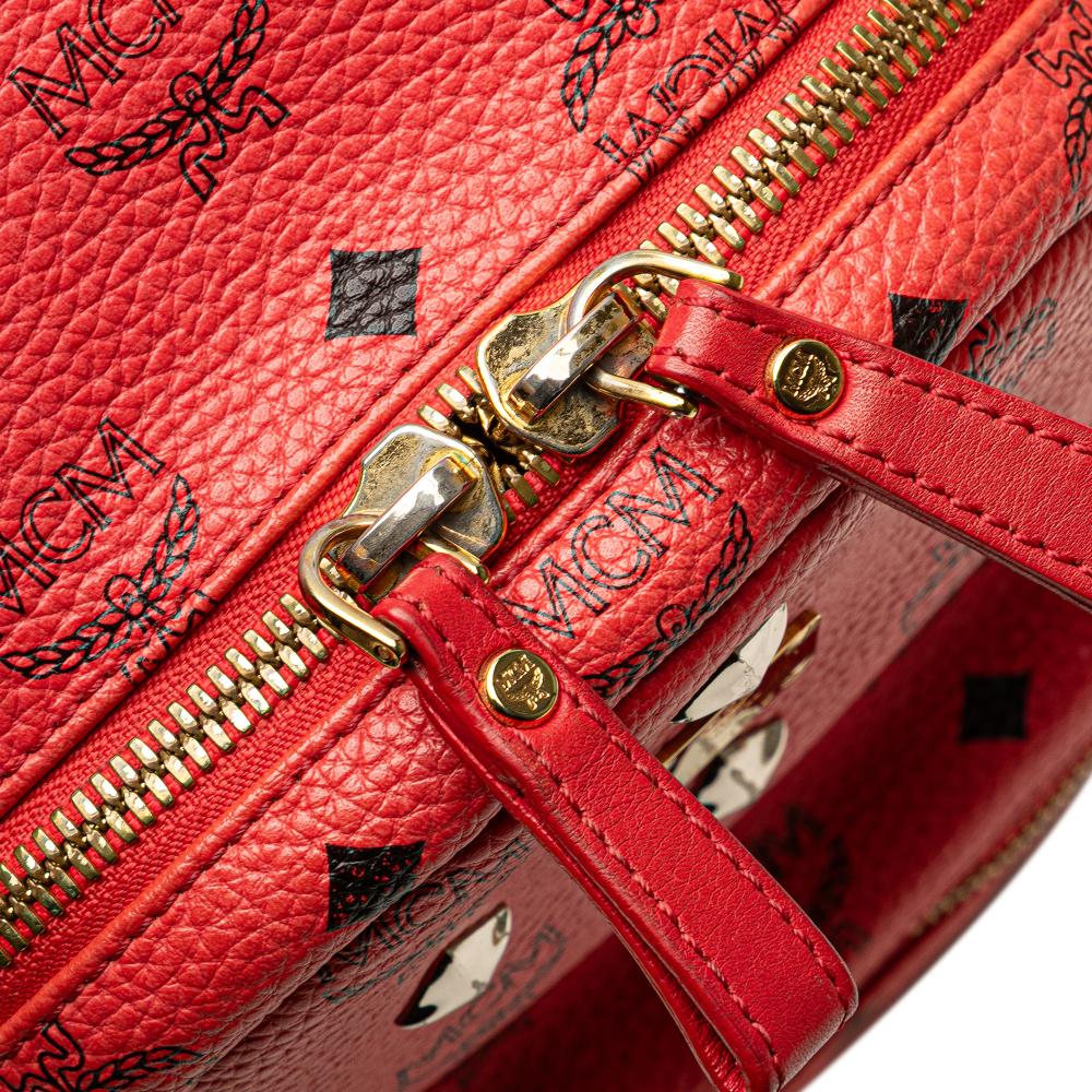 MCM B MCM Red Coated Canvas Fabric Mini Visetos Stark Backpack Korea, South