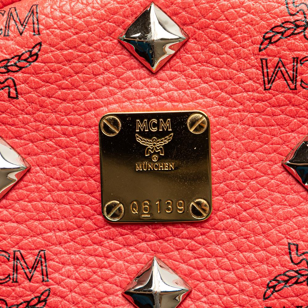 MCM B MCM Red Coated Canvas Fabric Mini Visetos Stark Backpack Korea, South