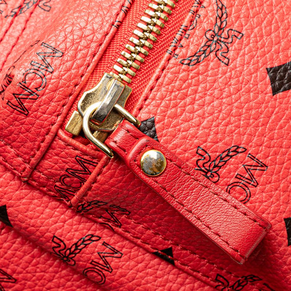 MCM B MCM Red Coated Canvas Fabric Mini Visetos Stark Backpack Korea, South