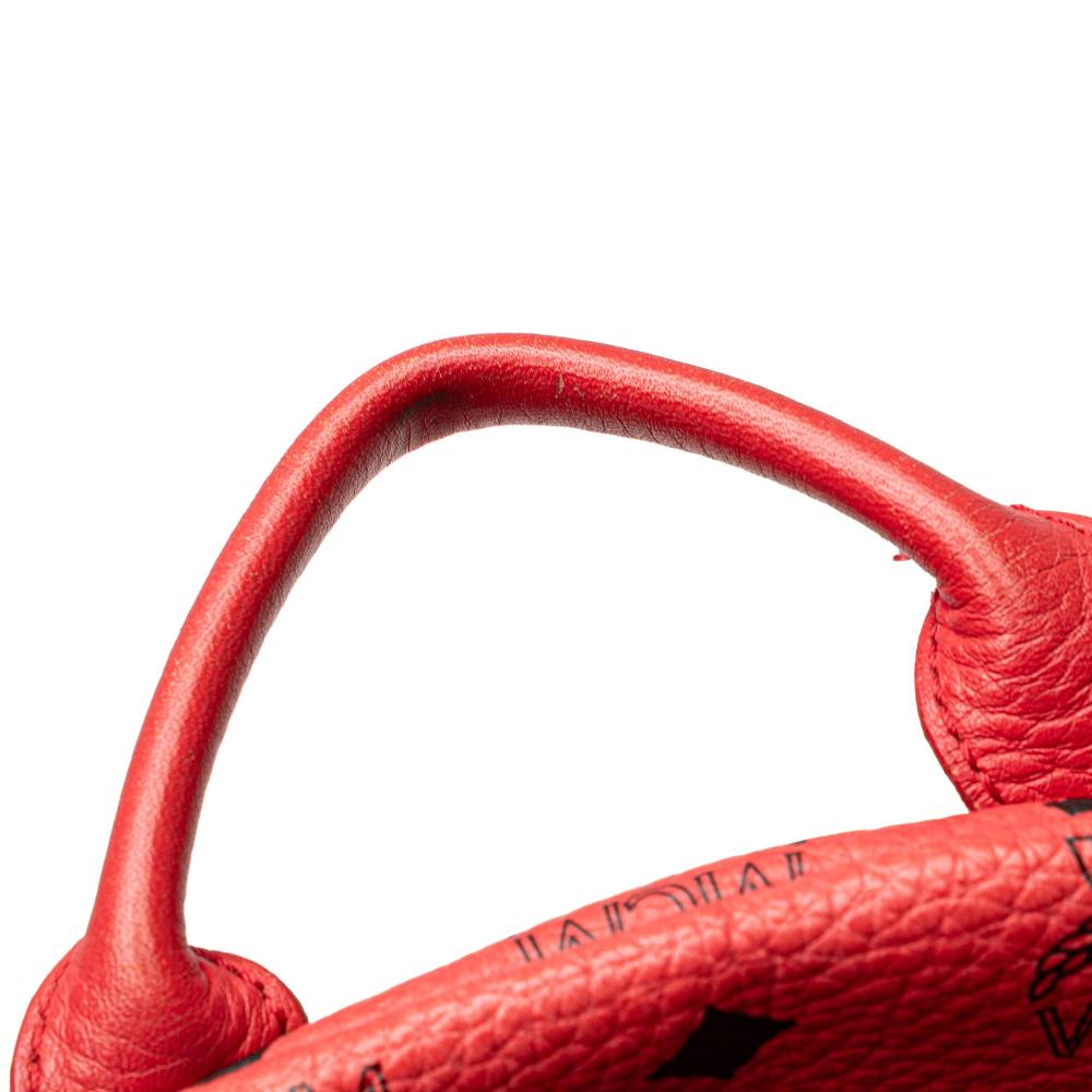 MCM B MCM Red Coated Canvas Fabric Mini Visetos Stark Backpack Korea, South