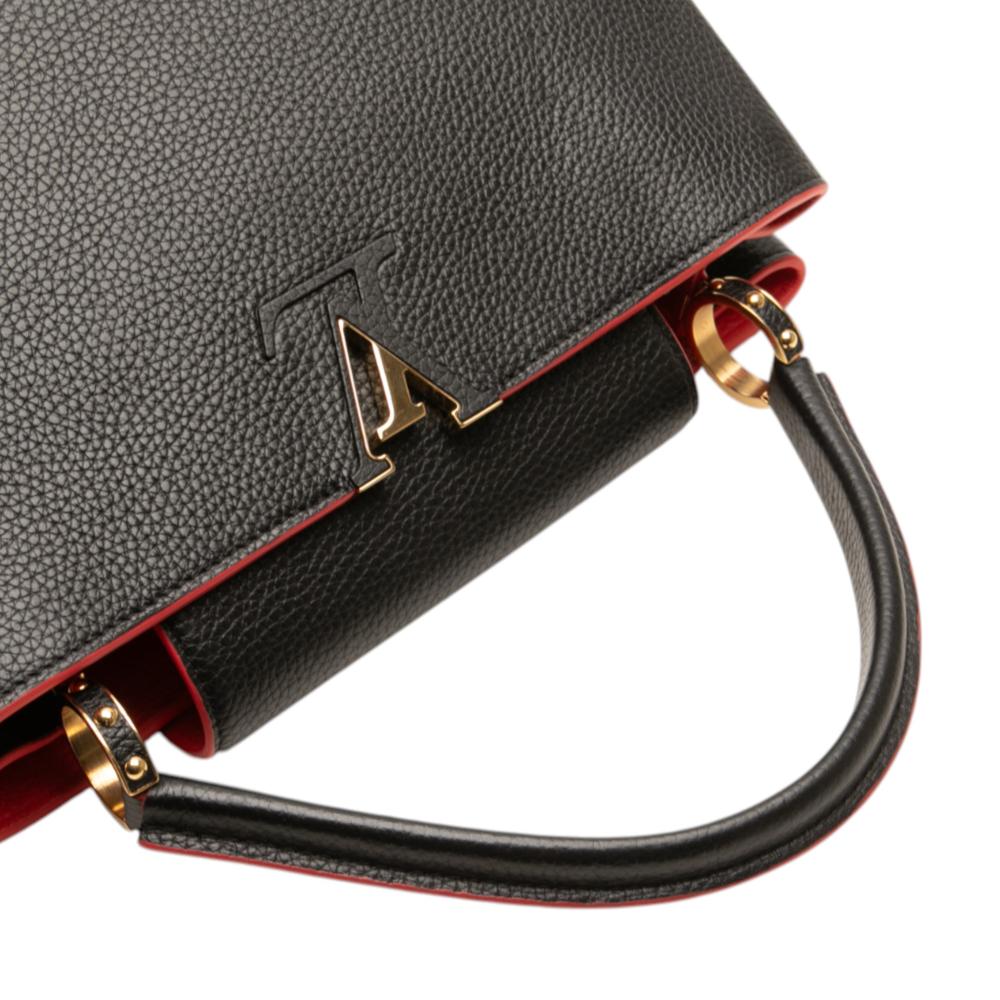 Louis Vuitton AB Louis Vuitton Black with Red Calf Leather Taurillon Capucines MM France