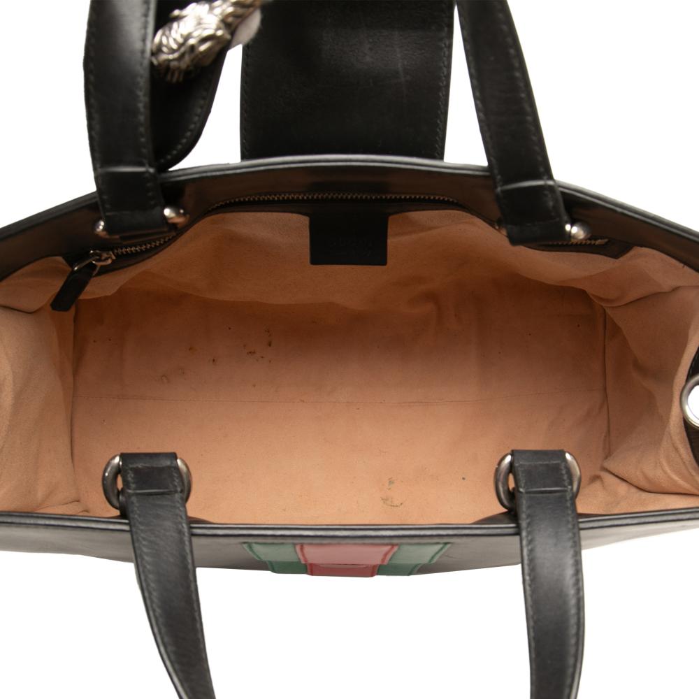 Gucci B Gucci Black Calf Leather Large skin Dionysus Web Top Handle Bag Italy