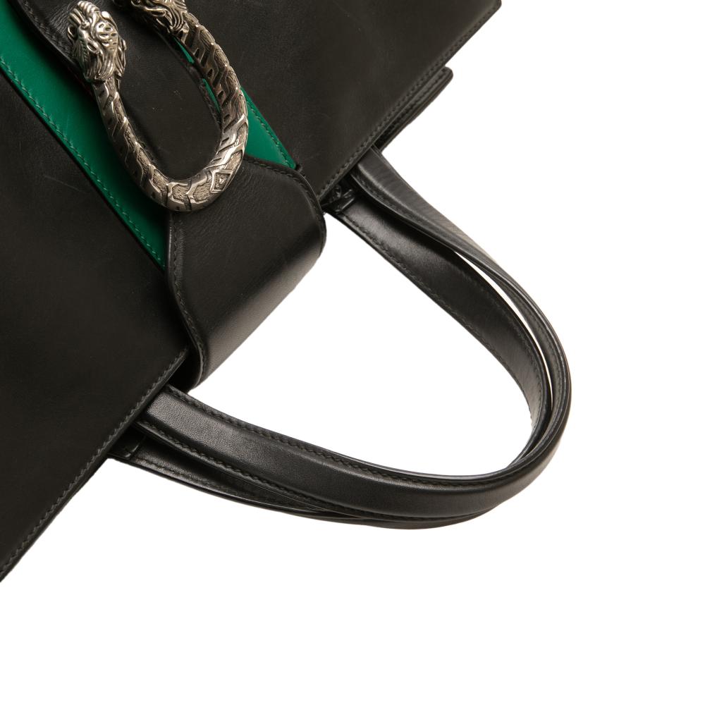 Gucci B Gucci Black Calf Leather Large skin Dionysus Web Top Handle Bag Italy