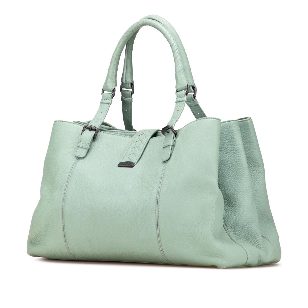 Bottega Veneta B Bottega Veneta Green Mint Goatskin Leather Medium Cervo Roma Tote Italy
