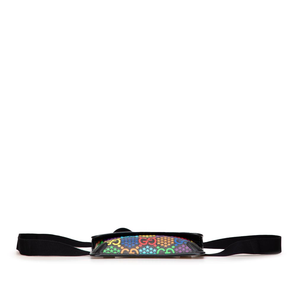 Gucci AB Gucci Black Coated Canvas Fabric GG Supreme Psychedelic Belt Bag Italy