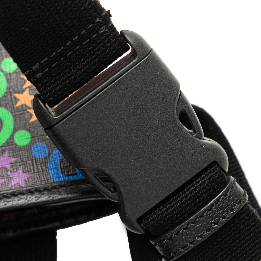 Gucci AB Gucci Black Coated Canvas Fabric GG Supreme Psychedelic Belt Bag Italy