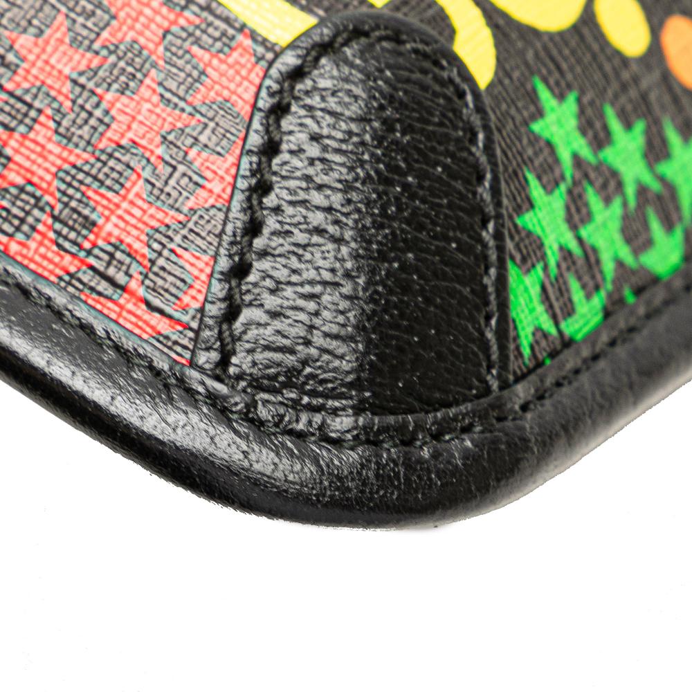 Gucci AB Gucci Black Coated Canvas Fabric GG Supreme Psychedelic Belt Bag Italy