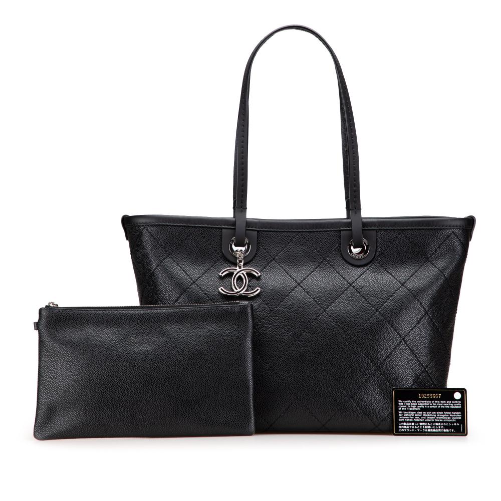 Chanel B Chanel Black Caviar Leather Leather CC Caviar Wild Stitch On the Road Tote Italy